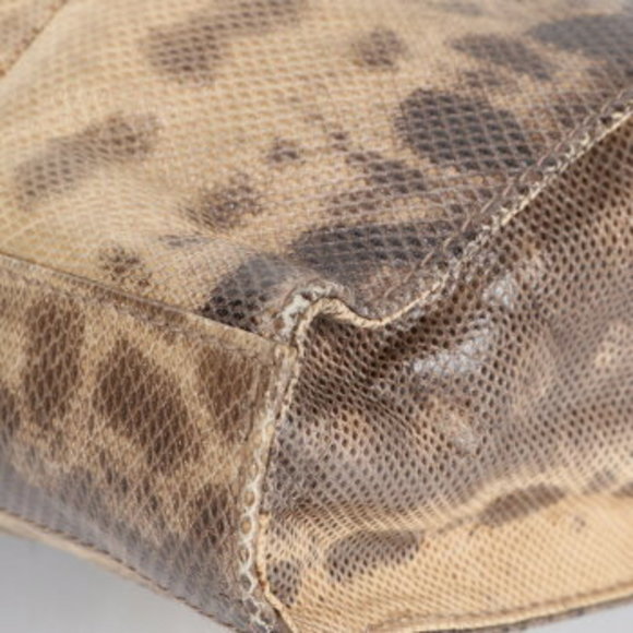 Gucci Lizard Leather Shoulder Bag Tote Beige - Picture 11 of 11